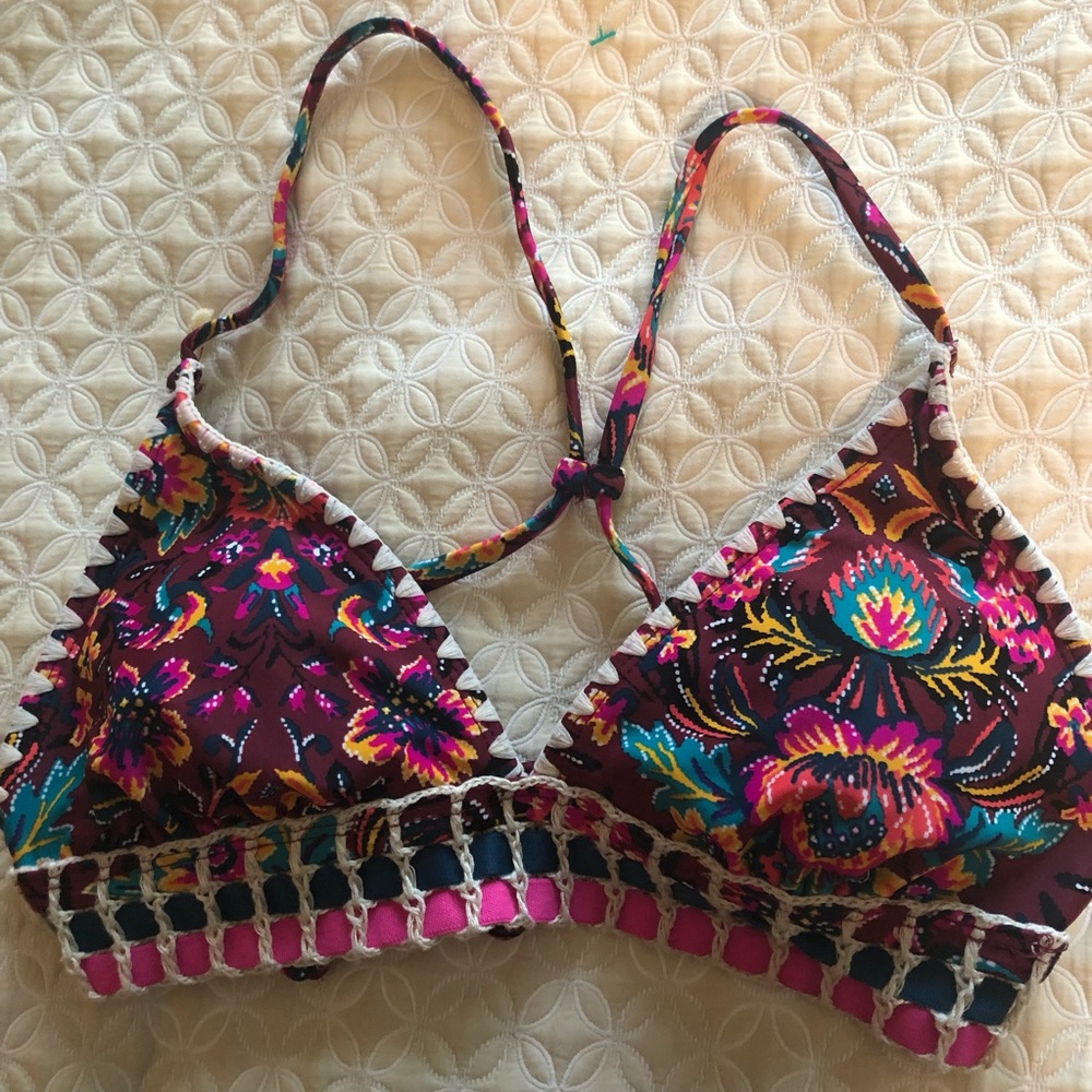 Boho Macrame Indie Print Lightly Padded Bikini Top Medium Perfect